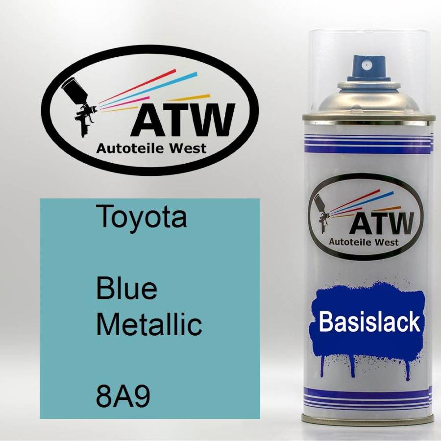 Toyota, Blue Metallic, 8A9: 400ml Sprühdose, von ATW Autoteile West.